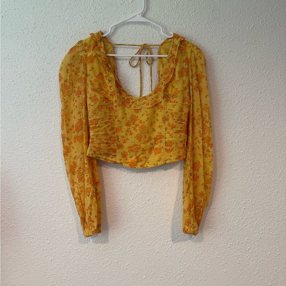 Free People Yellow Floral Blouse